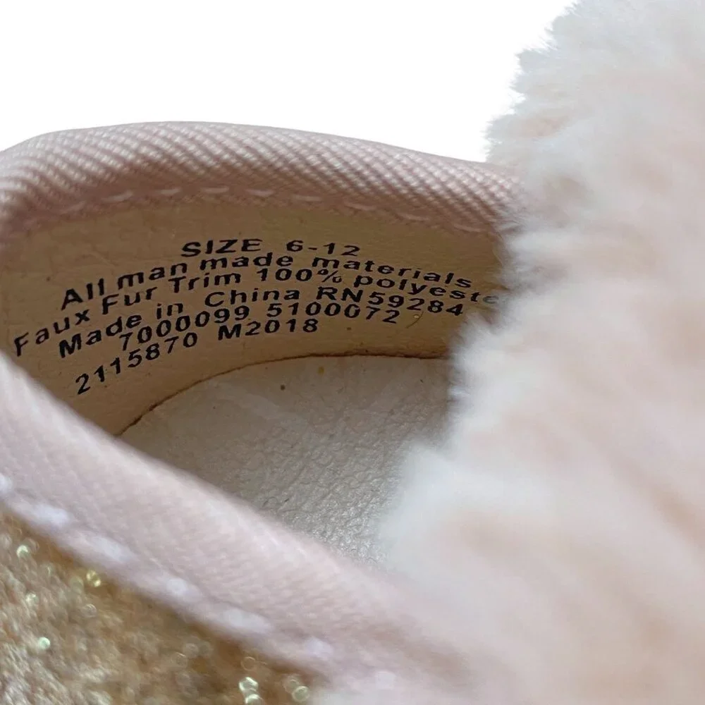 Childrens Place Baby Shoes Pink Ballet Faux Fur Princess Fairy Glitter Holiday